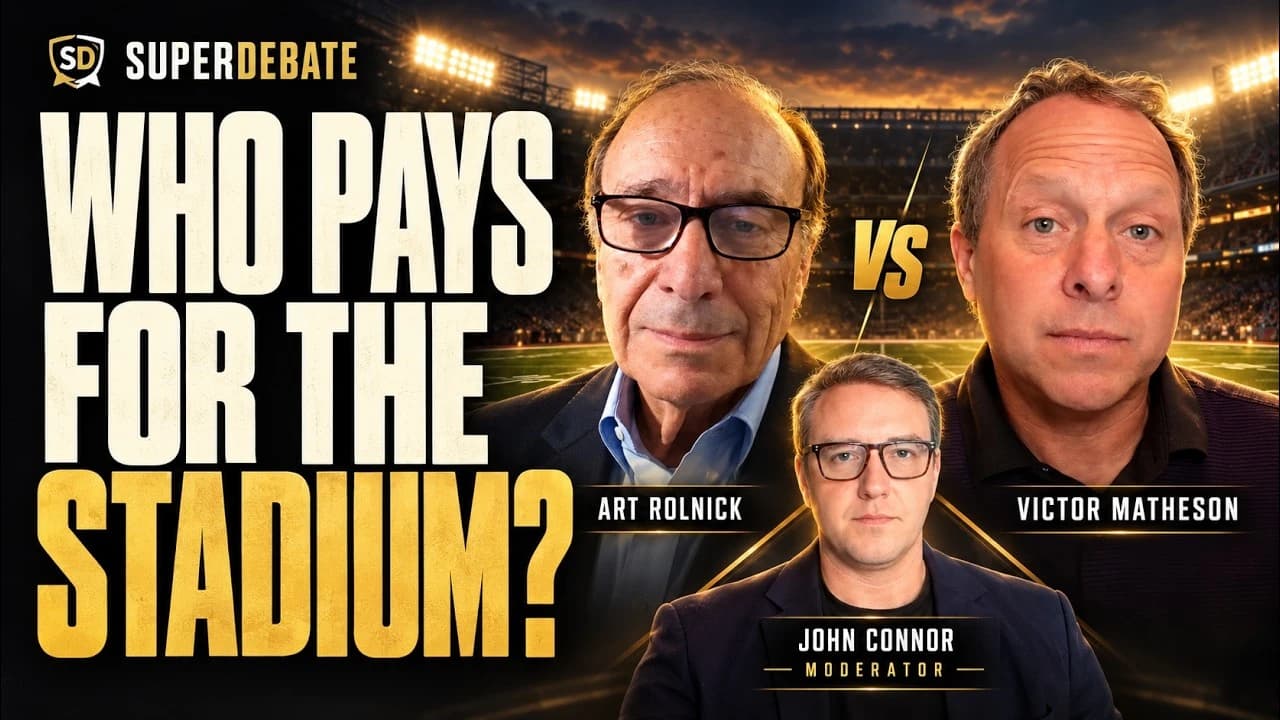 Art Rolnick, Victor Matheson and moderator John Connor: Who pays for the stadium?