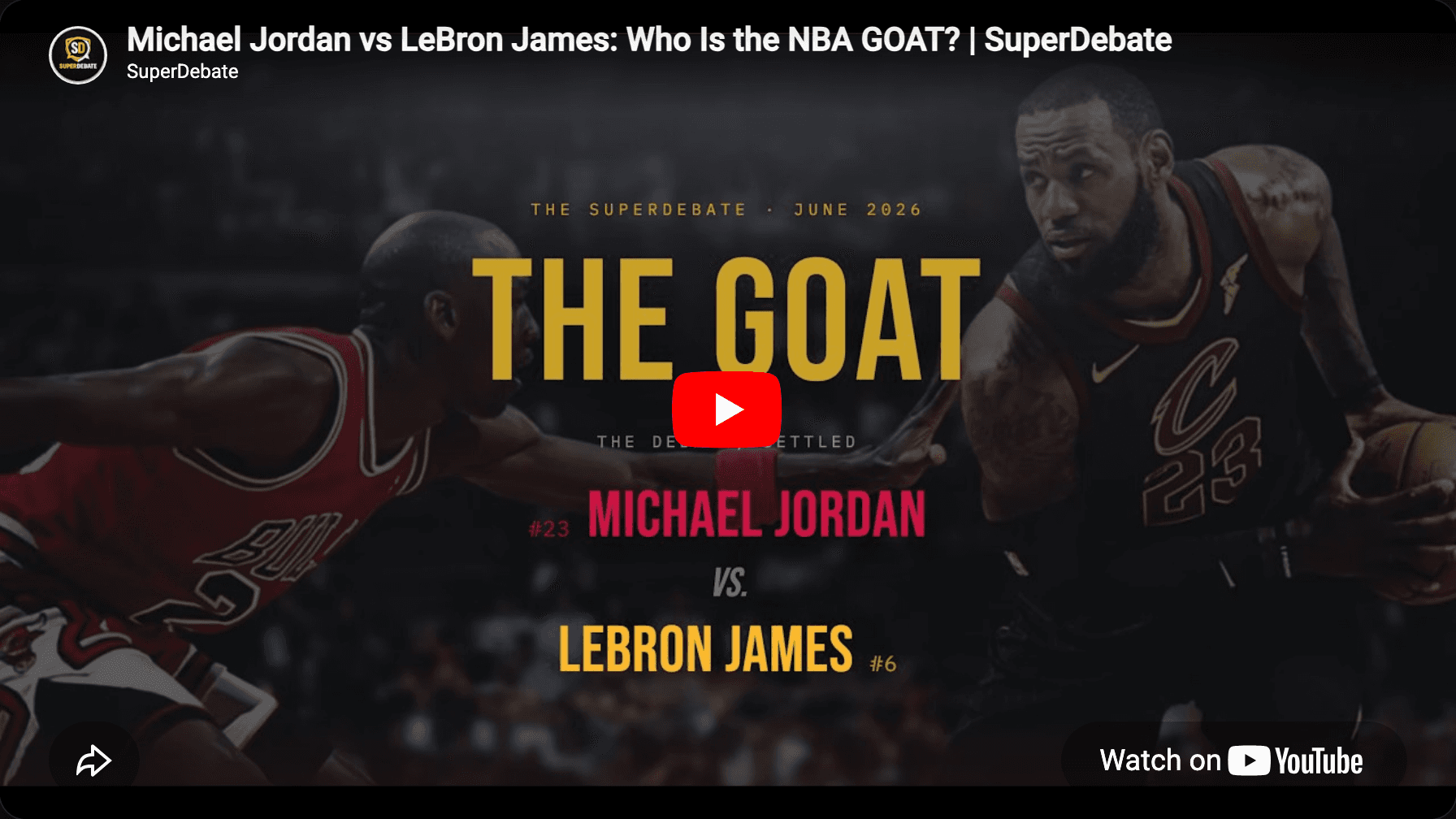 The recorded Jordan vs LeBron SuperDebate — a real, full-length debate you can watch and score.